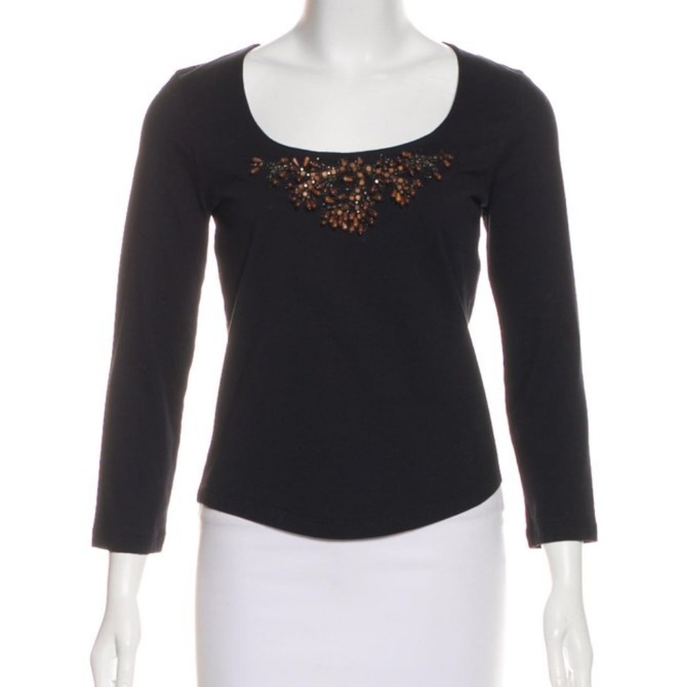 Alberta Ferretti Embellished Scoop Neck Top